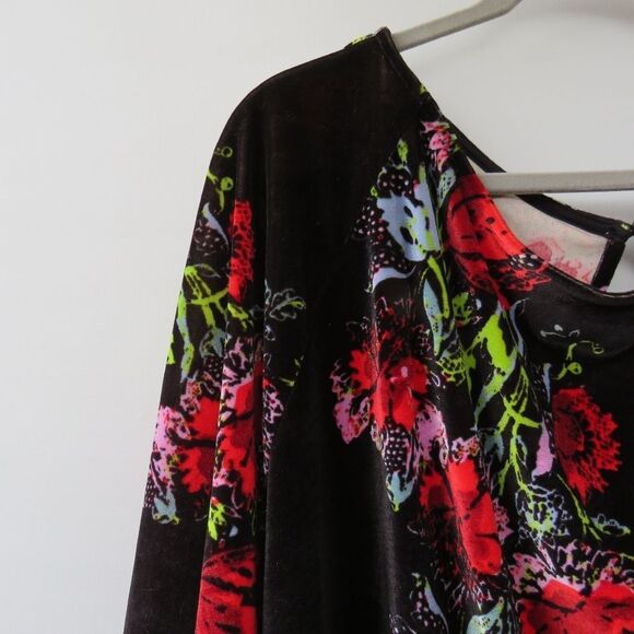 Free People Intimately Large Babe Slouchy Black Velvet Floral Blouson Bodysuit - Picture 3 of 15